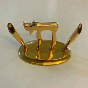 Vintage 24k Gold Plated Hai Chai Dual Pen holder.